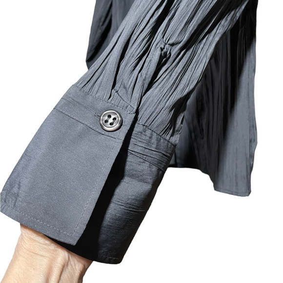 Encore Gray Crinkled Blouse Button Up - has a sheen to the fabric - Size 14 NWT - Picture 3 of 8